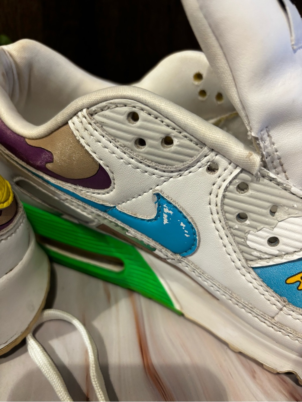 Nike White Teal Purple Green Graphic Low-Top Flats - Picture 10 of 16